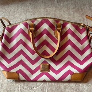 Dooney & Bourke Pink and White Chevron Satchel